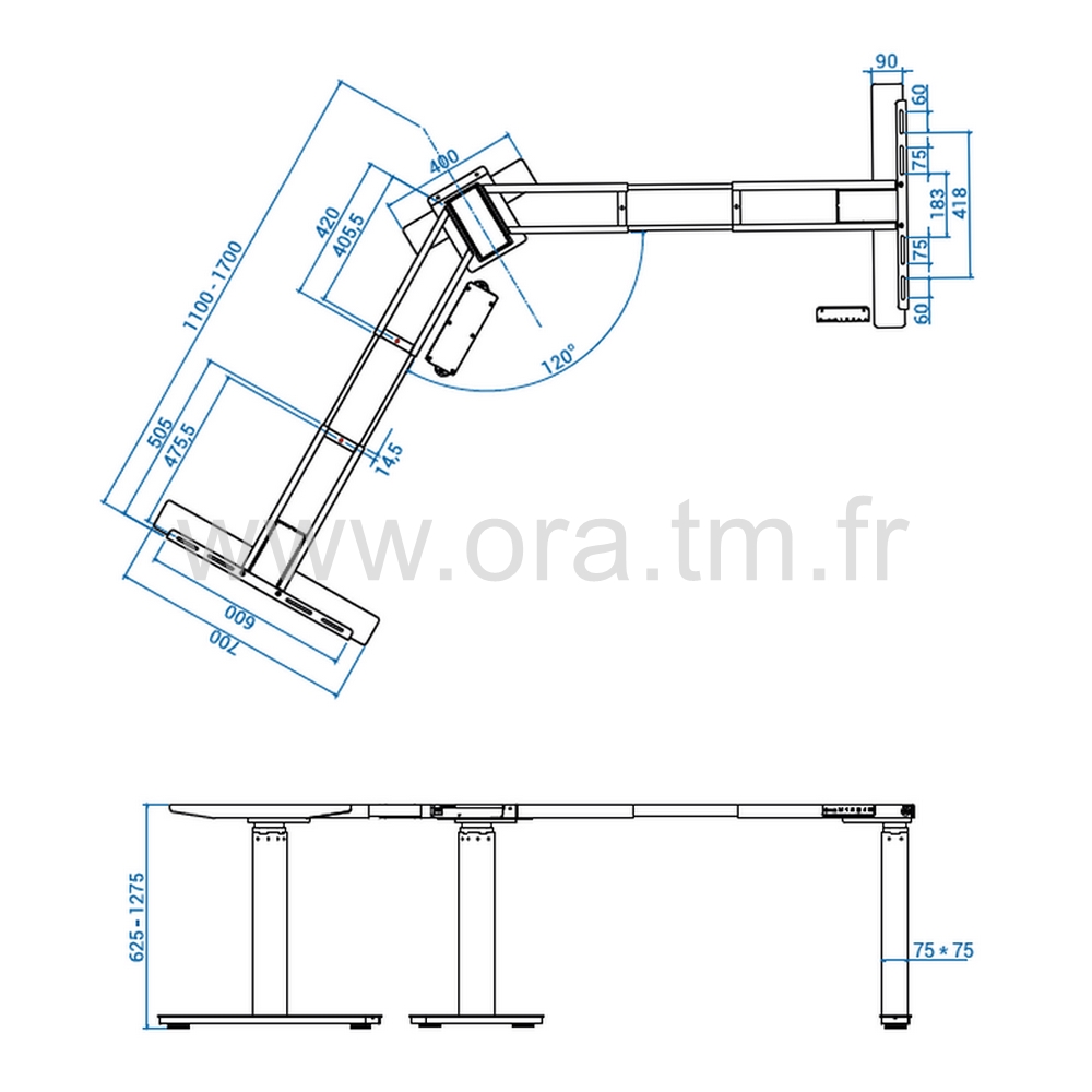 MOTOR3 - STRUCTURE TABLE REGLABLE - ELECTRIQUE 3 MOTEURS